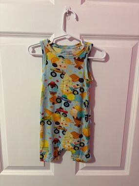Posh Peanut Blue & Yellow Ice Cream and Monster Truck Romper
